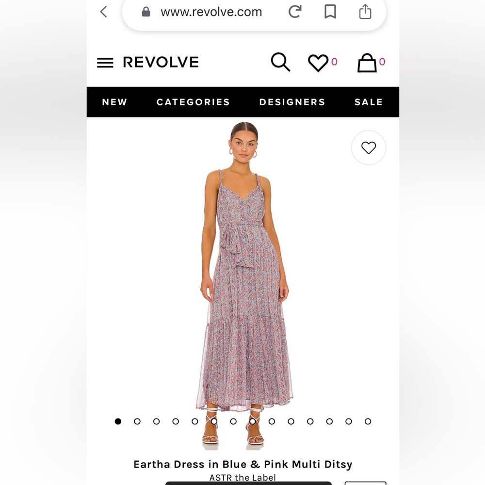 Revolve, ASTR the label - “Eartha Dress in Blue & Pink Multi Ditsy”